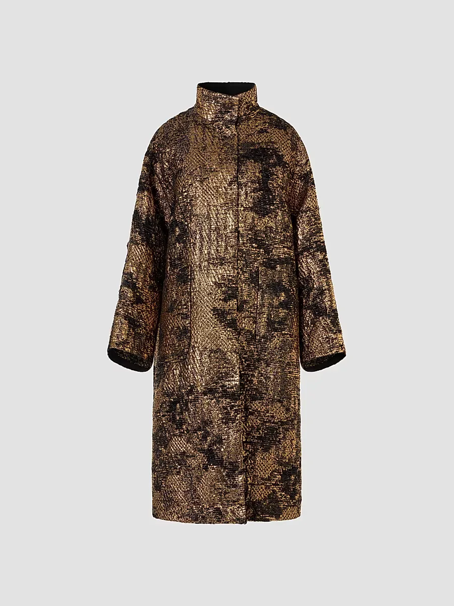 Lucas Jacquard Lam Oversized Coat by Akris