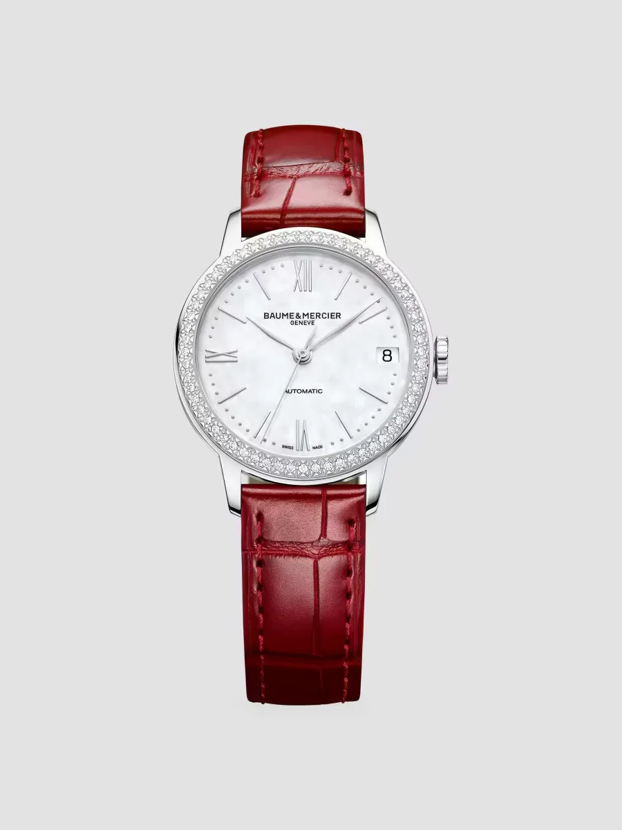 Classima Stainless Steel, Diamond Bezel & Alligator Strap Watch by Baume & Mercier