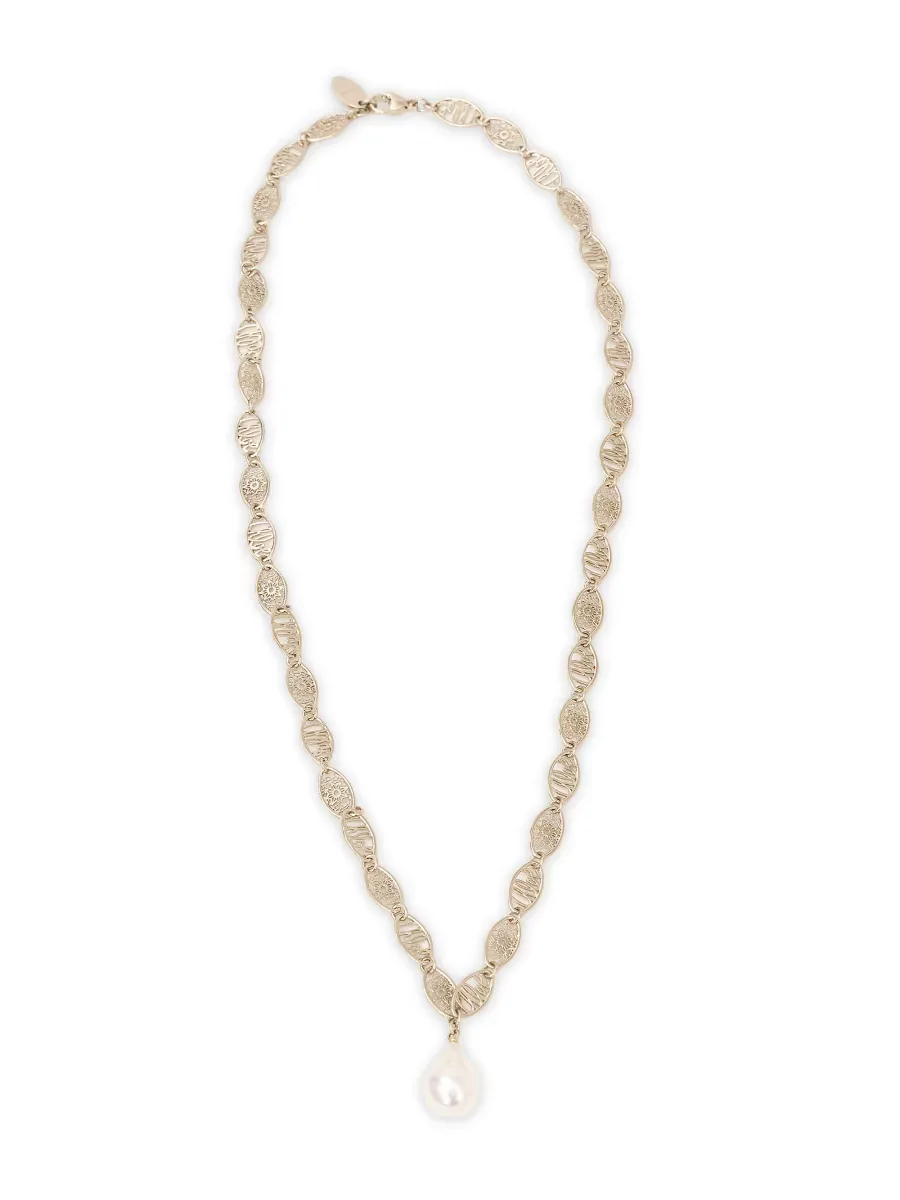 Darcey Lace Vintage Gold & Cultured Freshwater Pearl Necklace