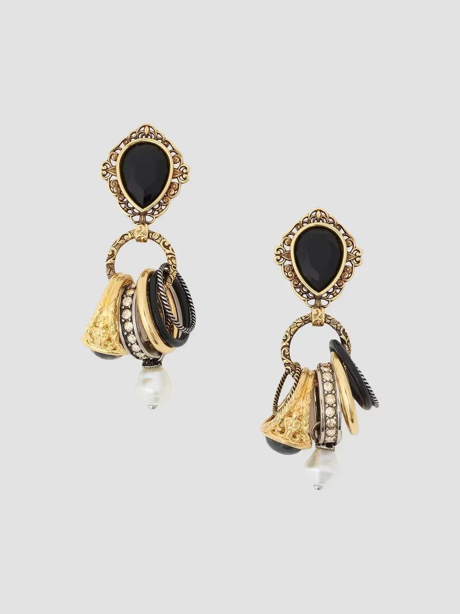 Goldtone, Imitation Pearl, Resin & Crystal Drop Earrings by Chloé