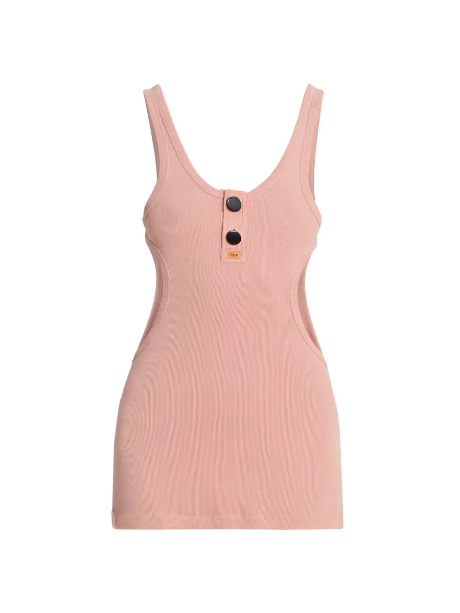 Cut-Out Embroidered Cotton Tank by Chloé