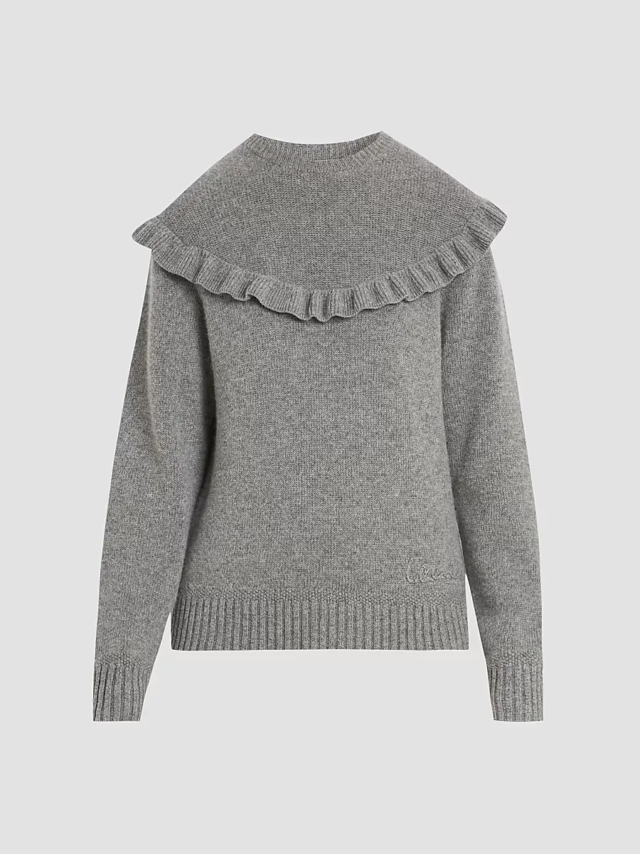 Ruffle-Overlay Wool-Cashmere Sweater by Chloé