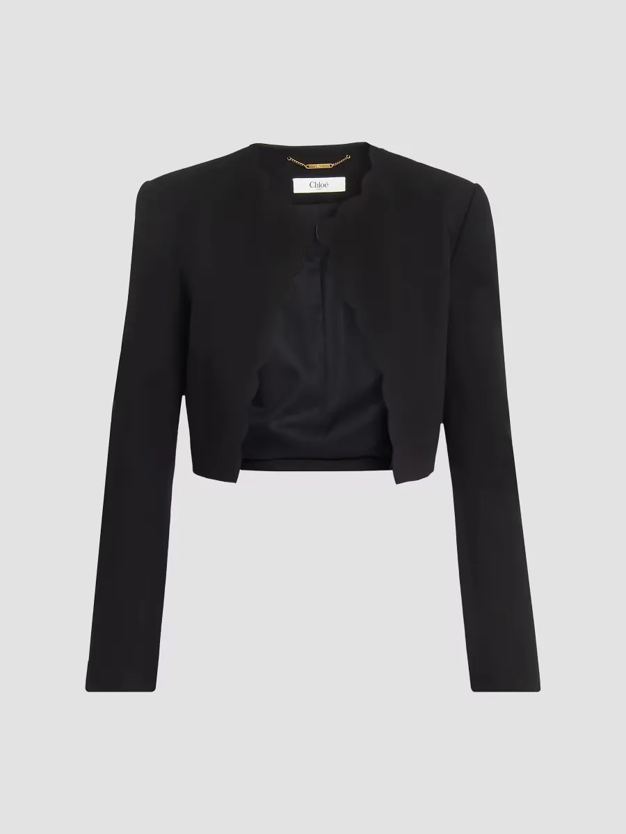 Scalloped Stretch-Cotton Blazer by Chloé