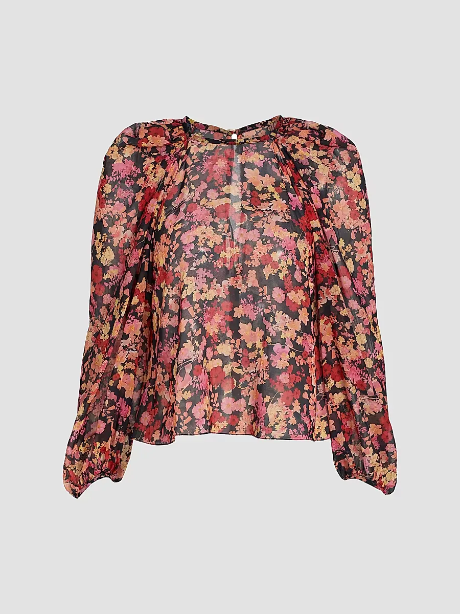 Hitomi Floral Chiffon Linen Top by Kika Vargas