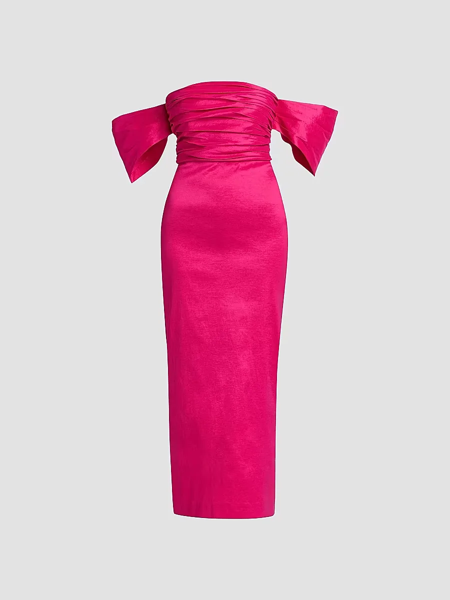 Adele Taffeta Off-the-Shoulder Midi-Dress by Kika Vargas
