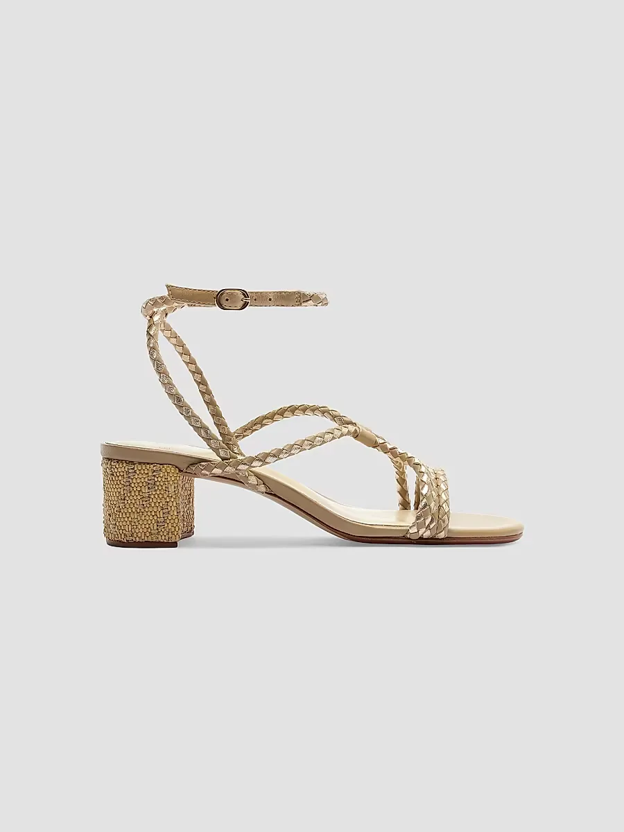 Elba 45MM Woven Leather Block Heel Sandals