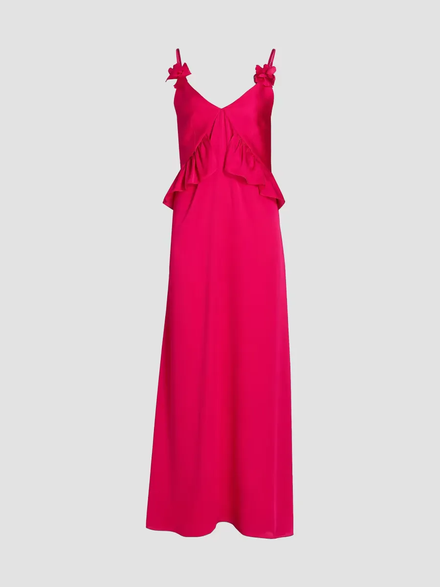 Bel Ruffled Satin Maxi Dress by Kika Vargas