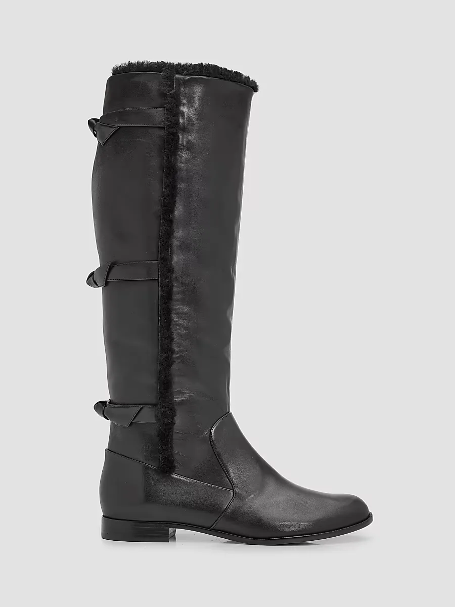 Lolita Shearling-Trimmed Leather Tall Boots by Alexandre Birman
