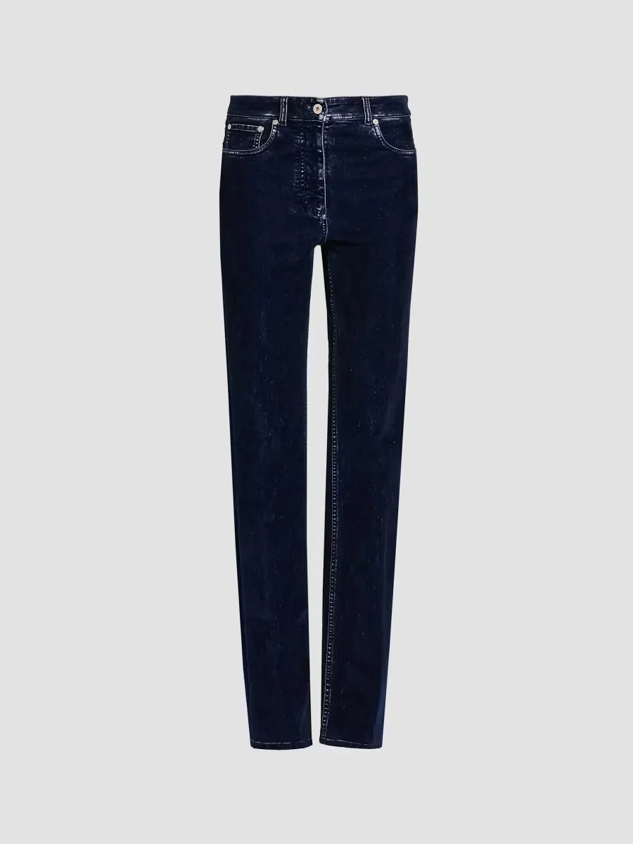 Flocked High-Rise Straight-Leg Jeans by Ferragamo