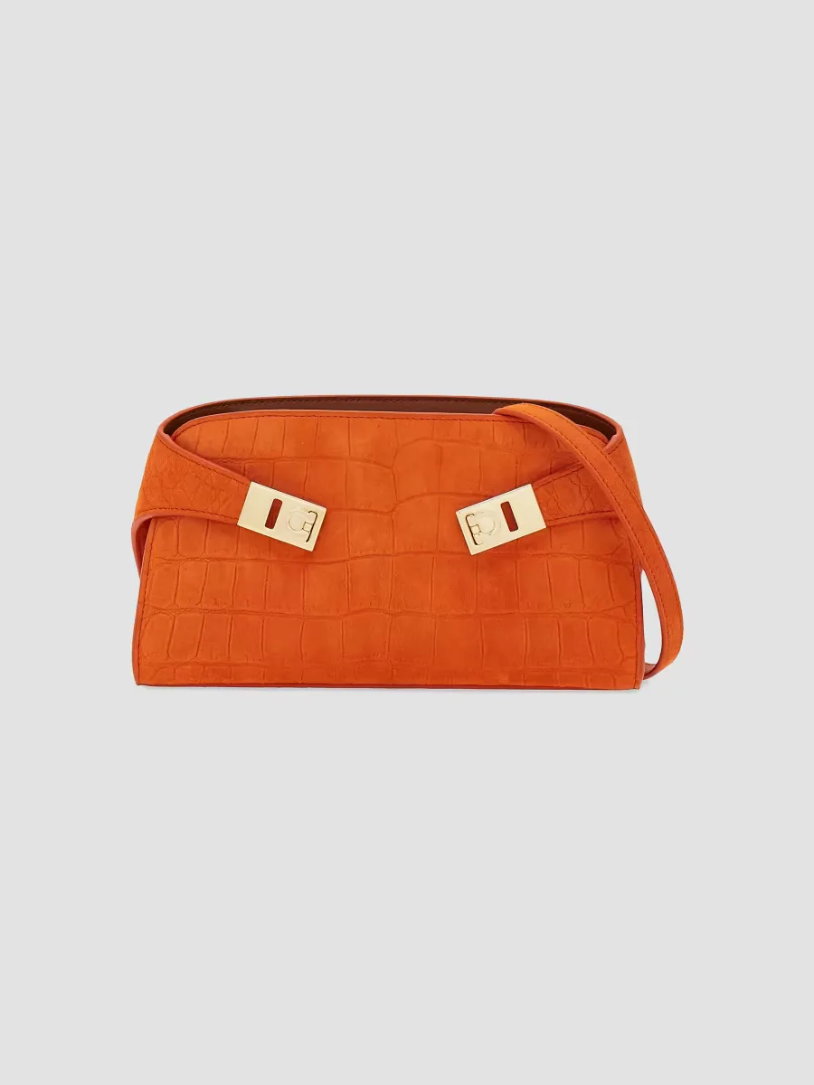 Hug Gancini Croc-Embossed Suede Convertible Clutch