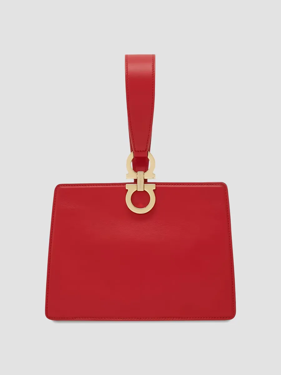 Double Gancio Leather Wristlet Clutch by Ferragamo