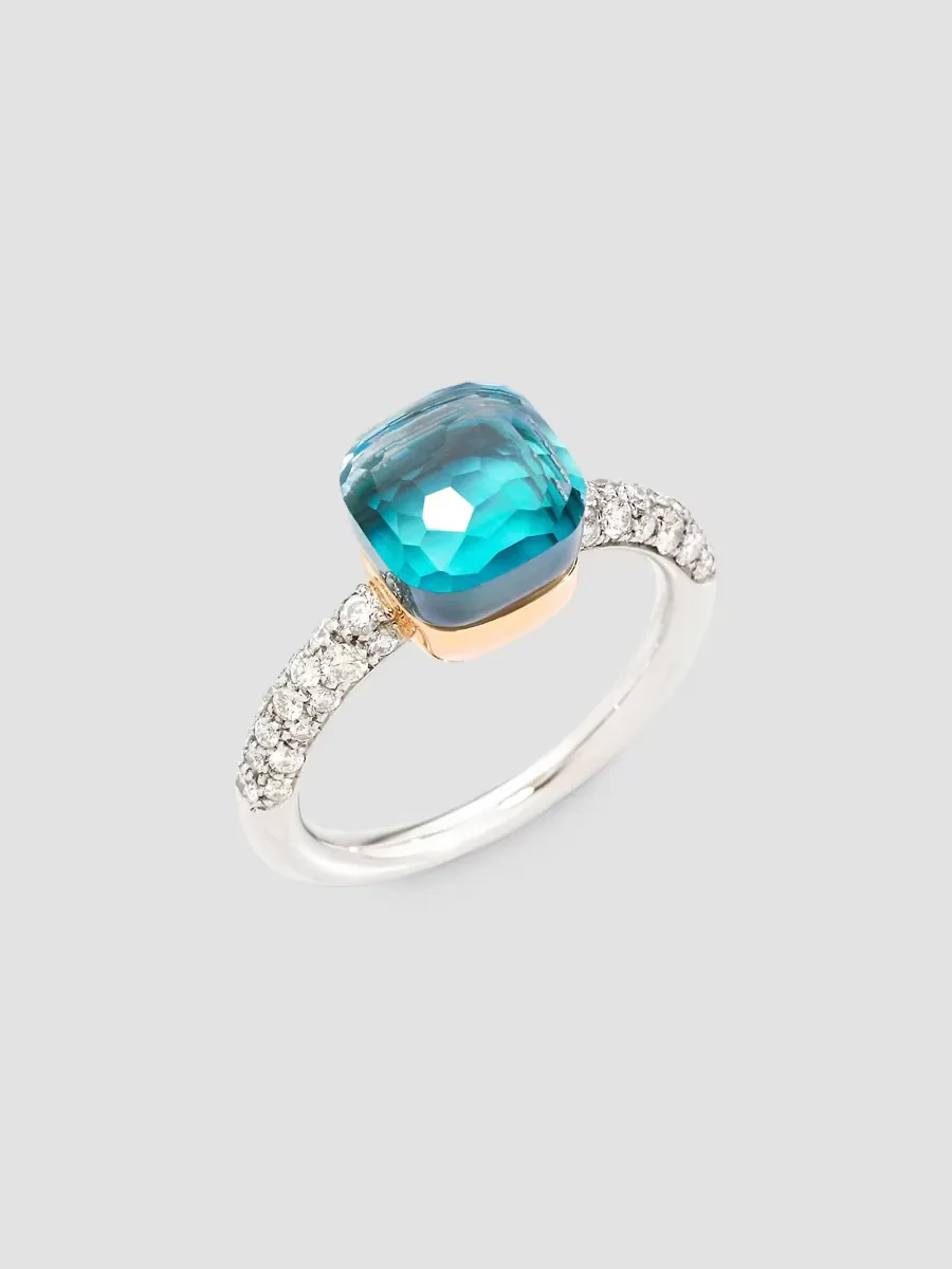 Nudo 18K Two-Tone Gold & Sky Blue Topaz Doublet & Diamond Petite Ring