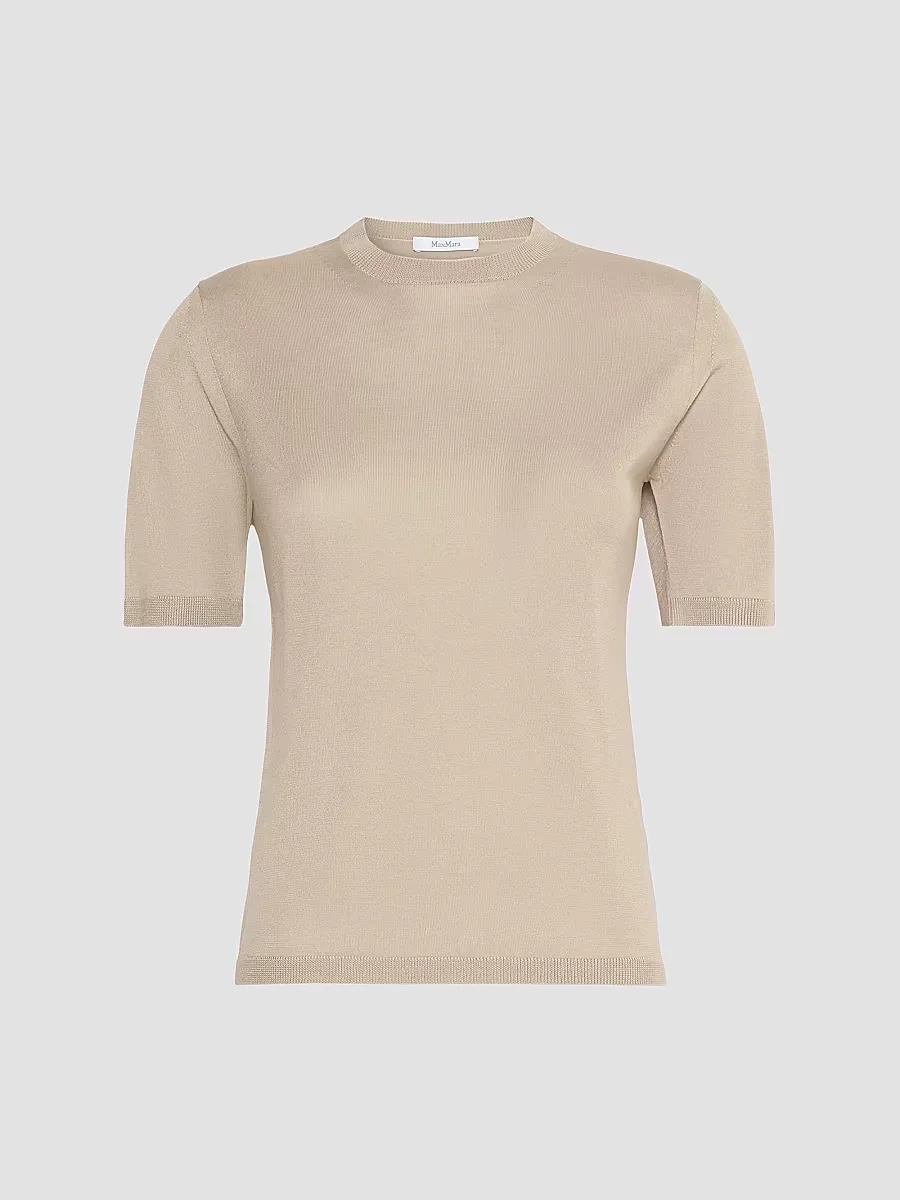 Stockinette Stitched Cashmere and Silk Sweater - Stone by Max Mara