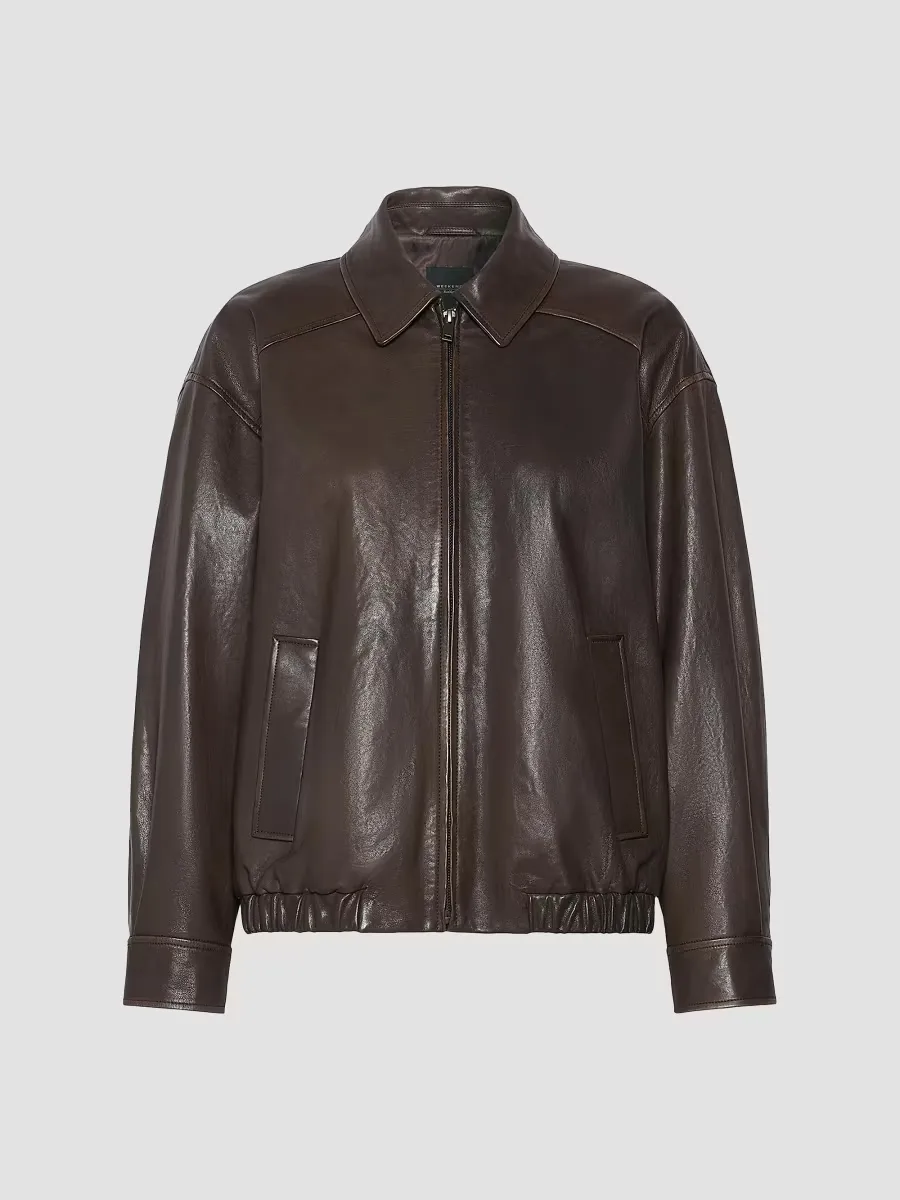 Weekend Max Mara Nappa Leather Bomber Jacket