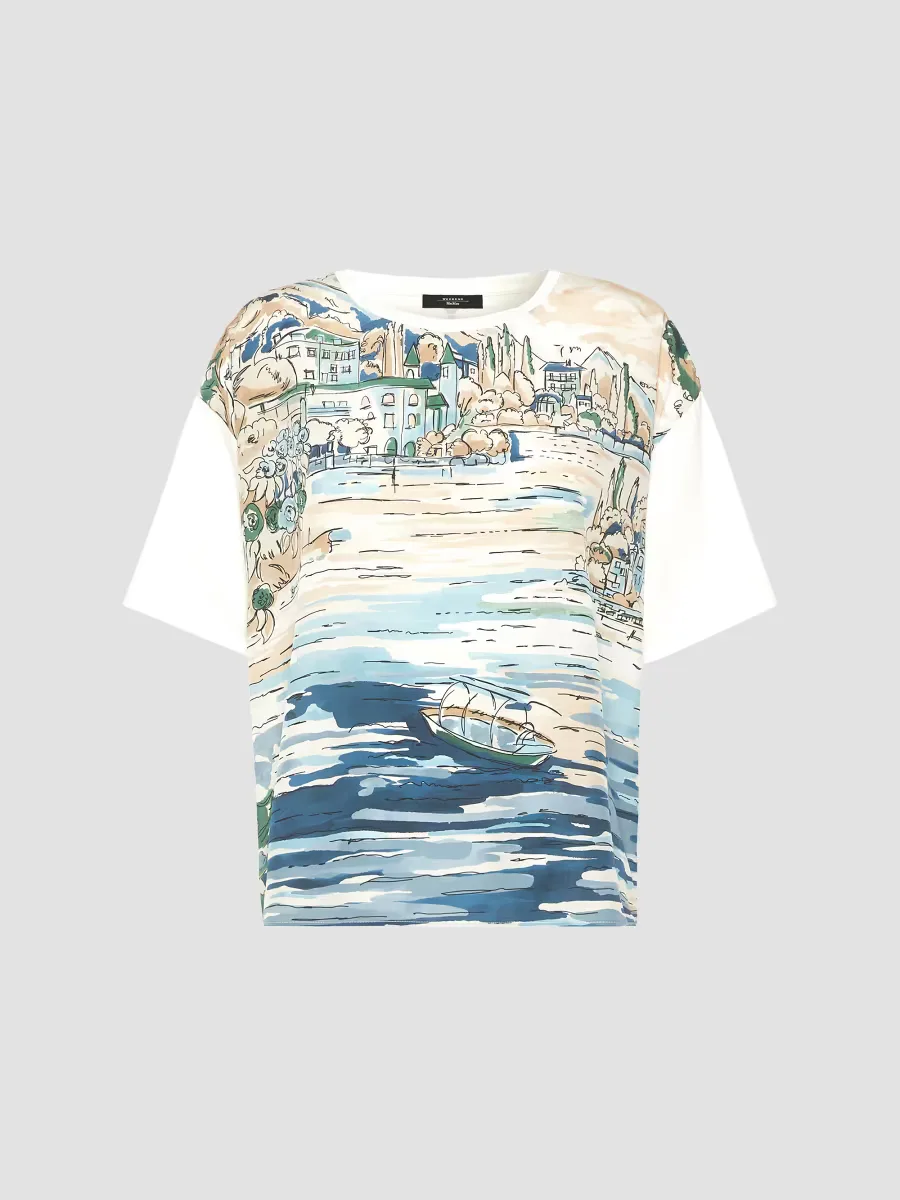 Weekend Max Mara Jersey and Printed Silk T-Shirt by Max Mara