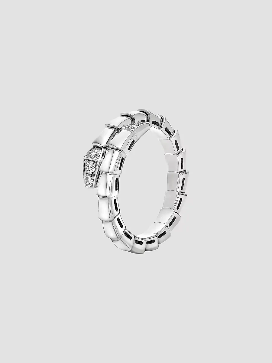 Serpenti Viper 18K White Gold & 0.14 TCW Diamond Ring by BVLGARI