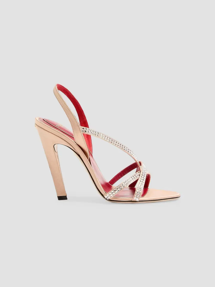 Dans Le Foyer 105MM Satin Sandals with Crystals