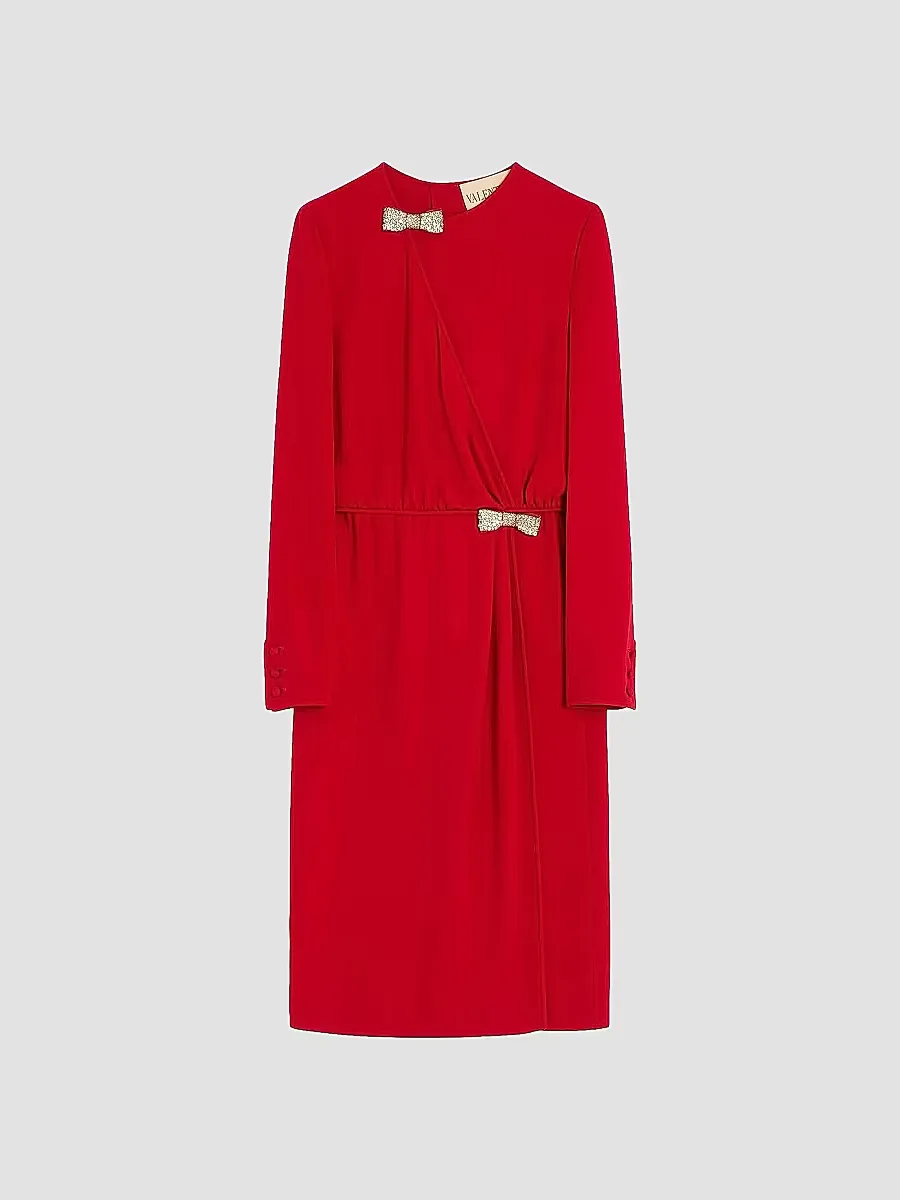 Embroidered Cady Couture Midi Dress by Valentino