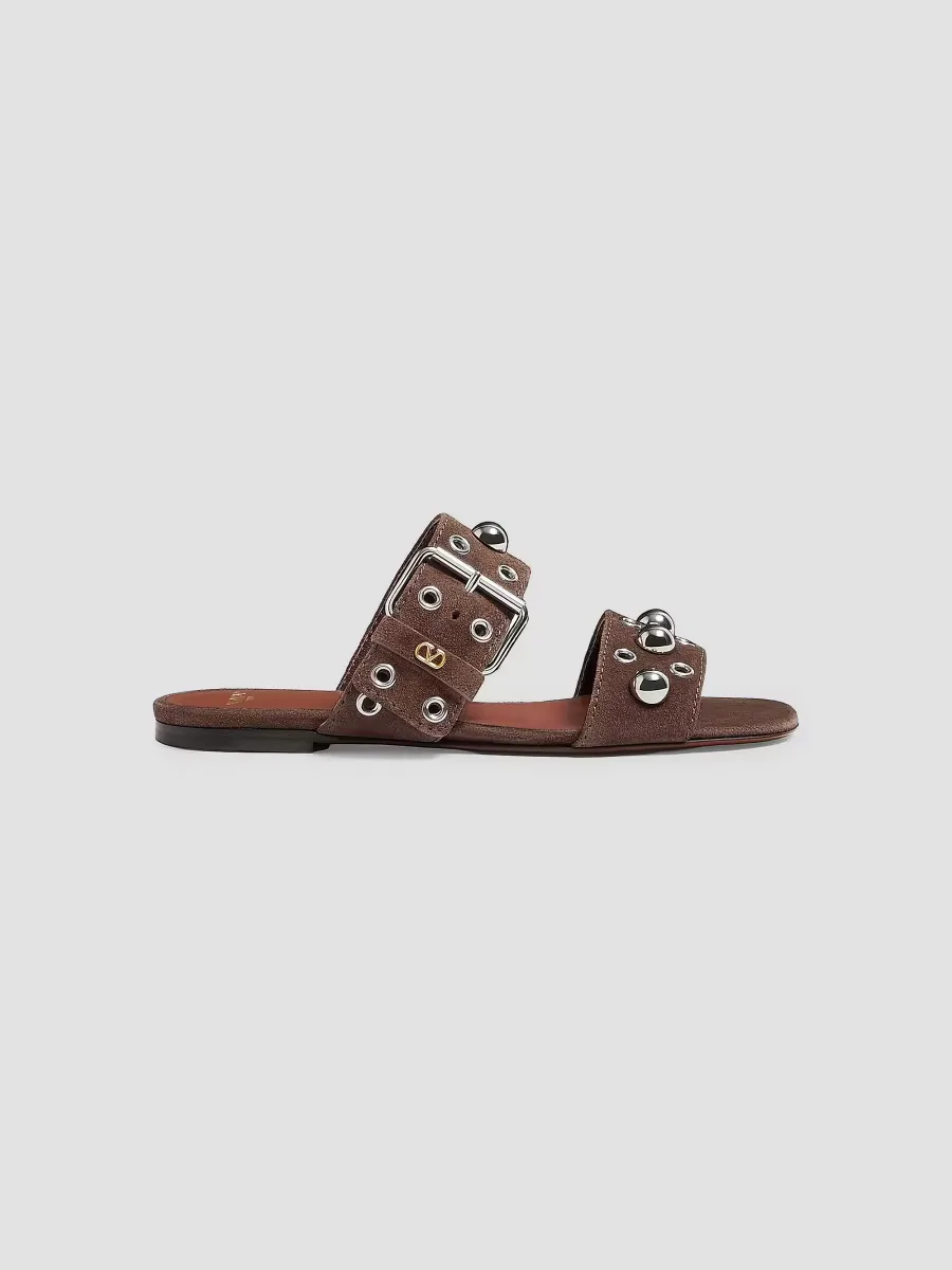 Nellcte Crust Leather Slide Sandals