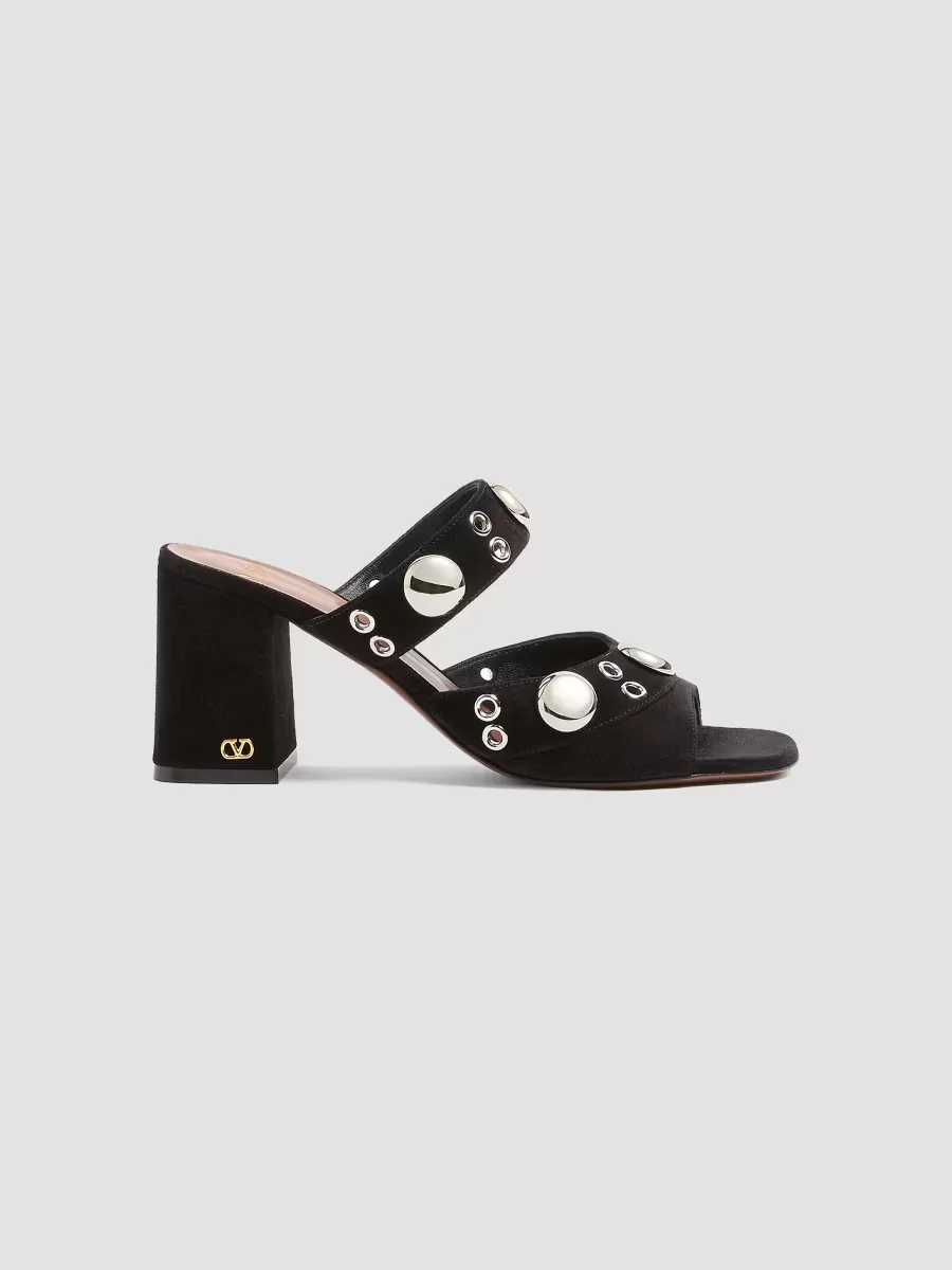 Nellcote 75MM Slide Sandals in Split Leather by Valentino