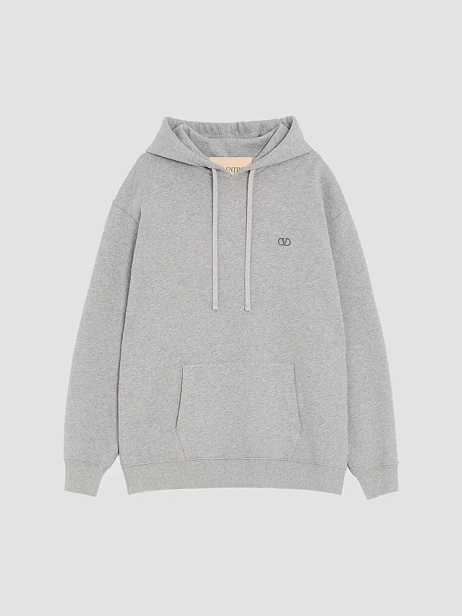 Cotton Hoodie with VLogo Embroidery by Valentino
