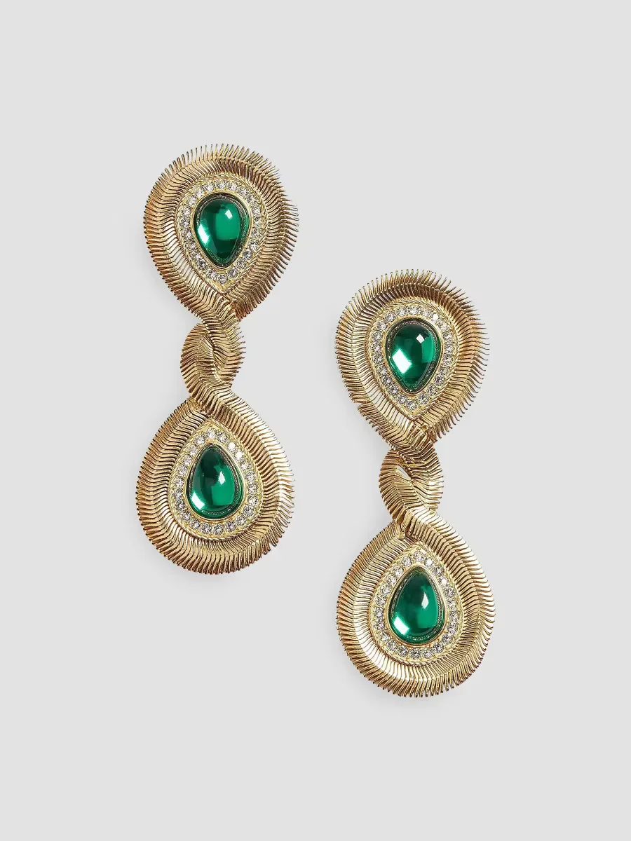 Pas Plus Earrings in Metal, Resin, and Swarovski Crystals by Valentino