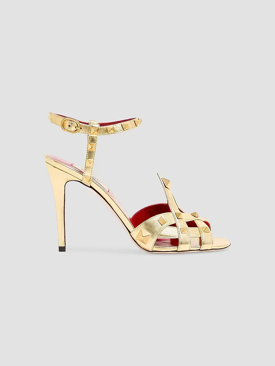 Studdy 100MM Sandals in Laminated Nappa by Valentino
