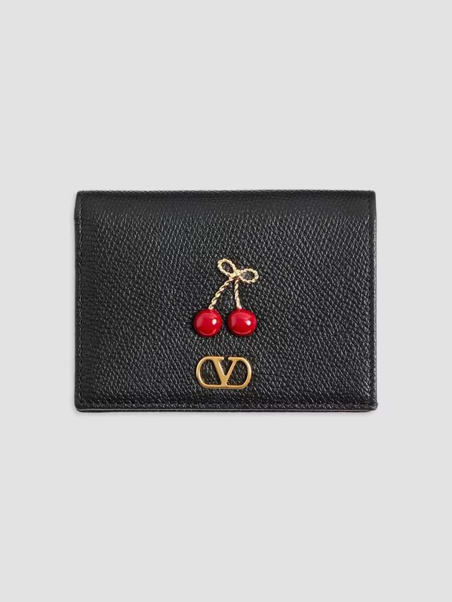Cherryfic Wallet in Grainy Calfskin by Valentino