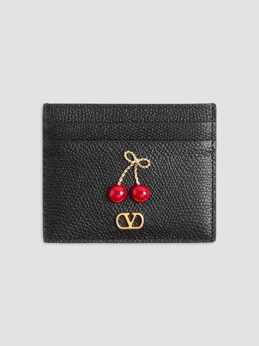 Cherryfic Grainy Calfskin Cardholder by Valentino