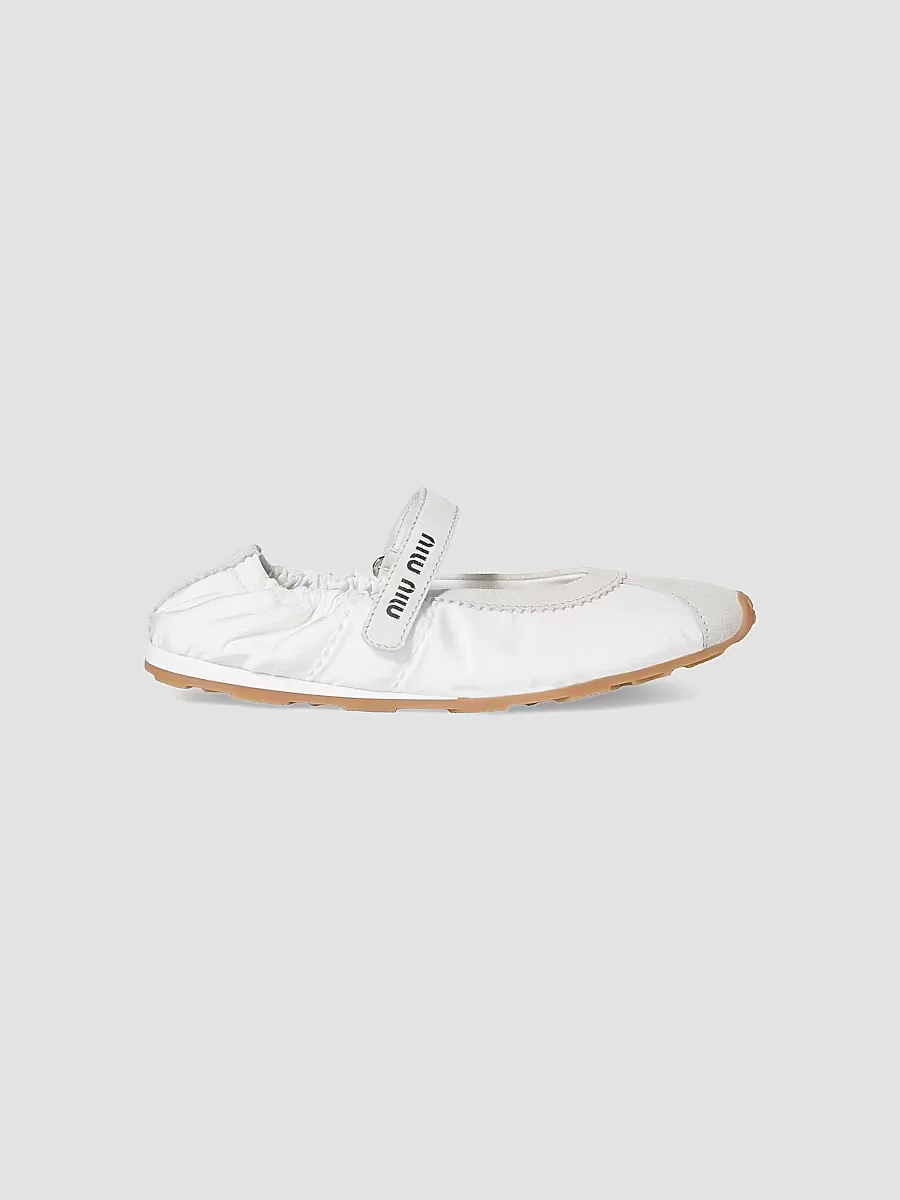 Plume Technical Fabric and Suede Ballerinas by Miu Miu