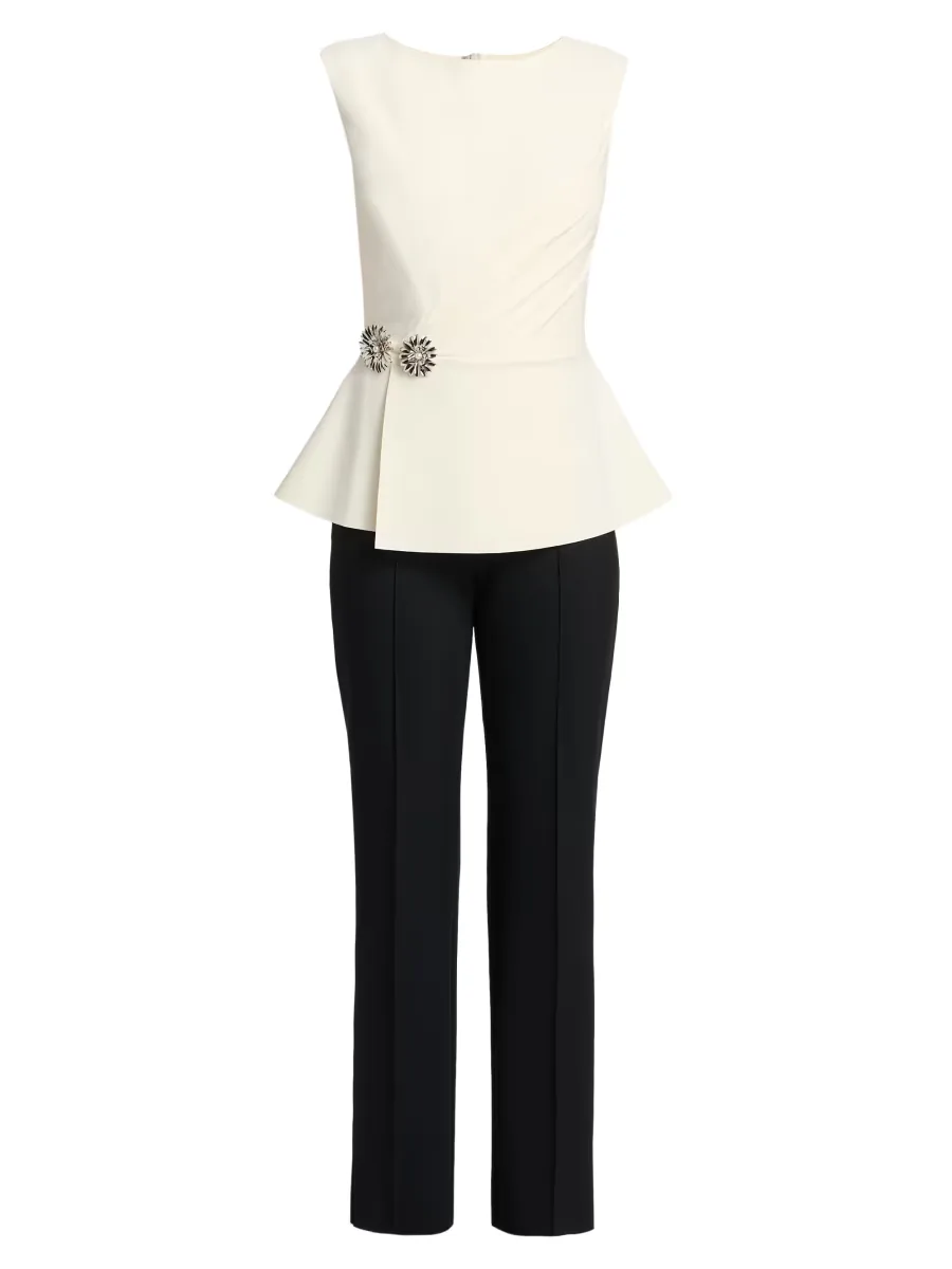 Suzue Two-Tone Peplum Jumpsuit by Chiara Boni La Petite Robe