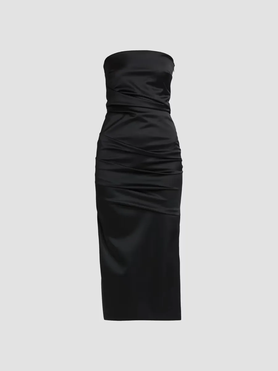 Keiky Satin Ruched Cocktail Dress by Chiara Boni La Petite Robe