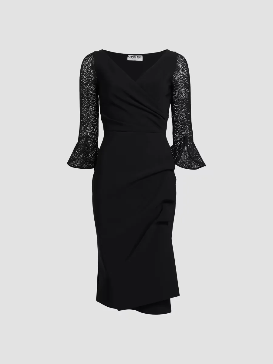 Triana Lace-Sleeve Midi-Dress by Chiara Boni La Petite Robe