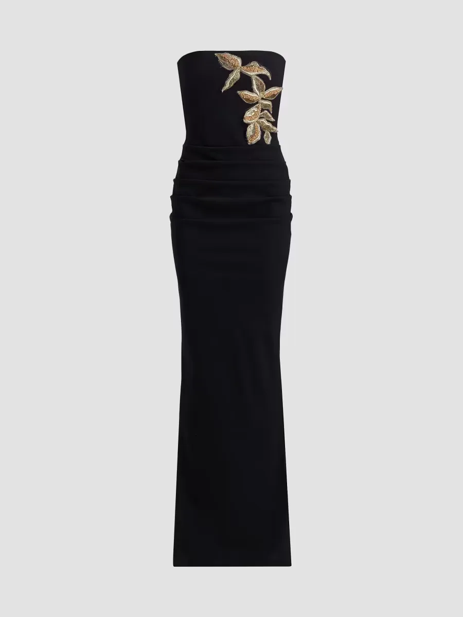 Nitra Beaded Embroidered Strapless Gown by Chiara Boni La Petite Robe