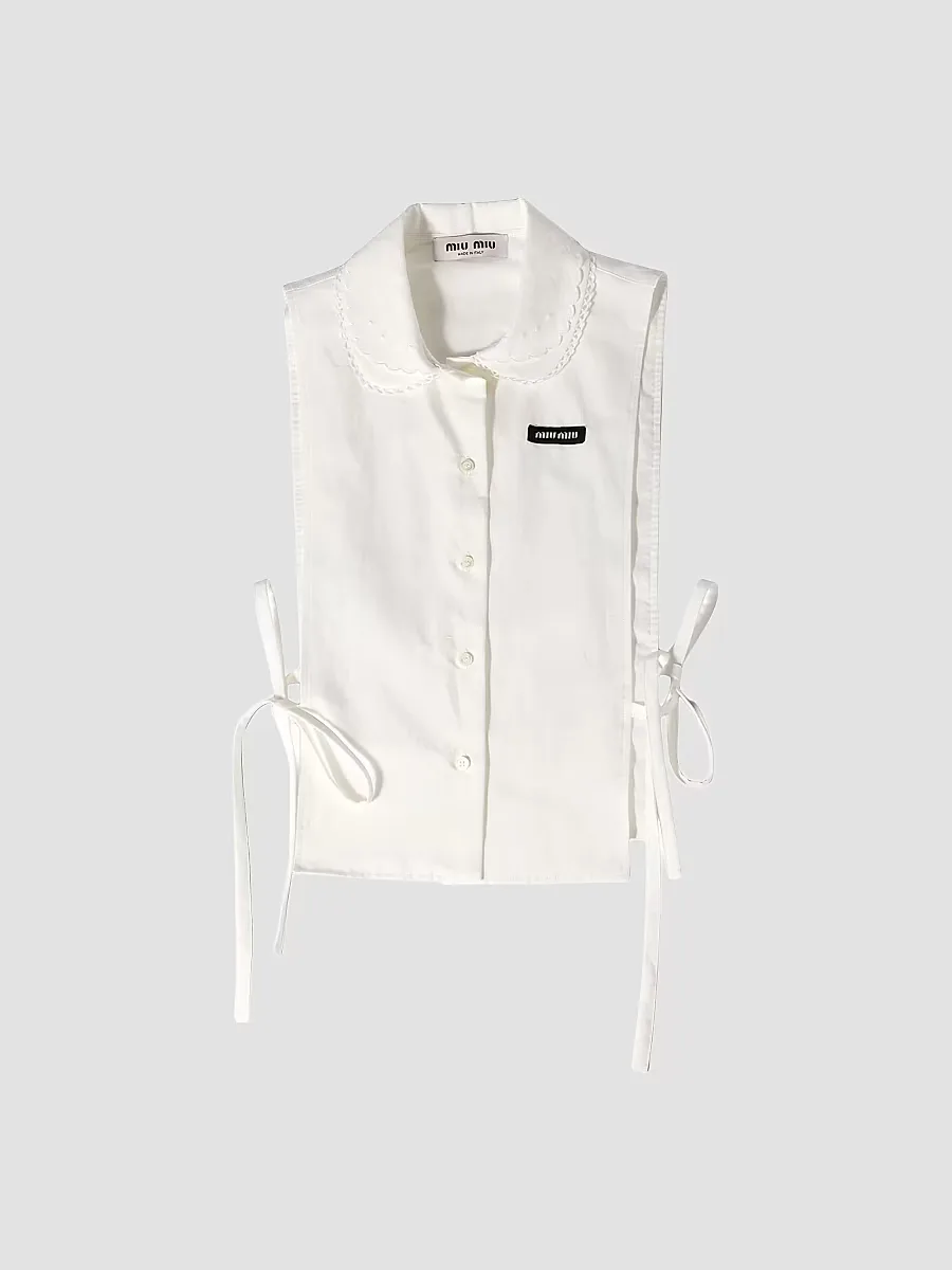 Slubbed Poplin Side-Tie Shirt by Miu Miu