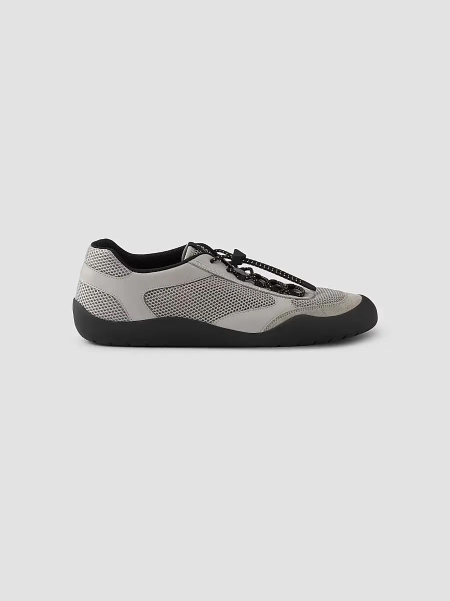 Speedrock Leather and Mesh Fabric Sneakers by Prada