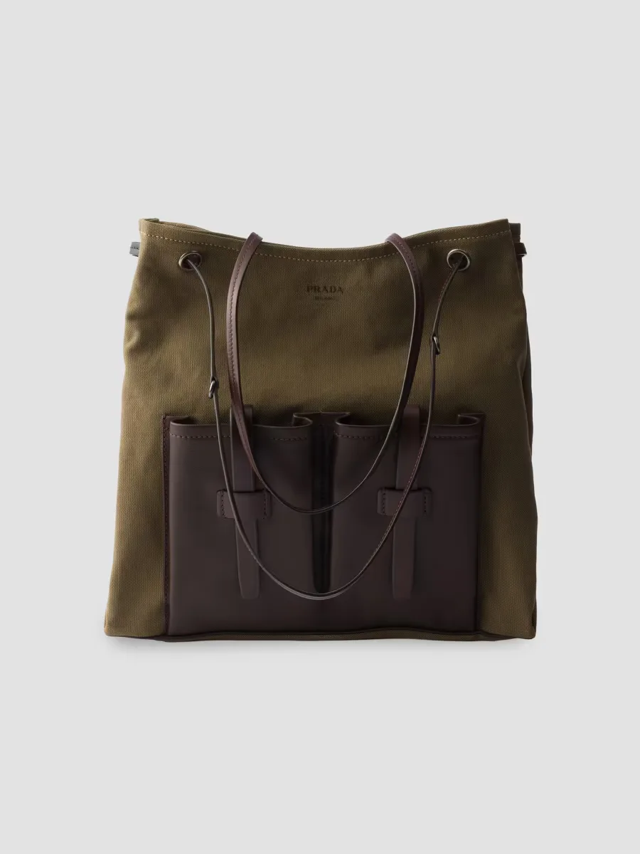 Route Large Canvas and Leather Shoulder Bag by Prada