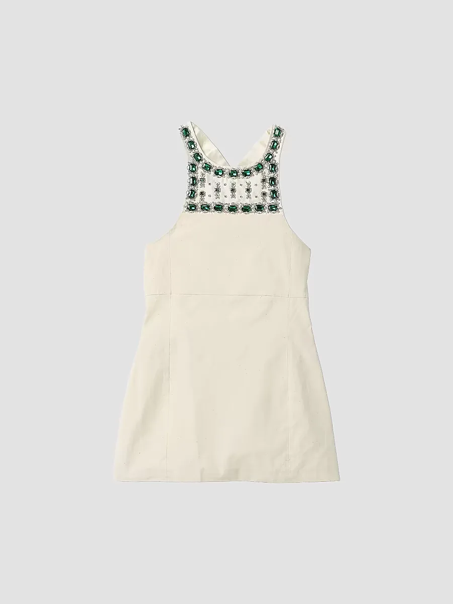 Embellished Canvas Apron Dress