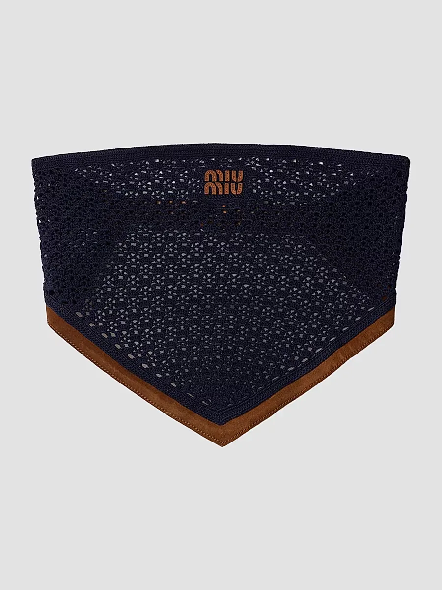 Cotton and Suede Bandana Top by Miu Miu