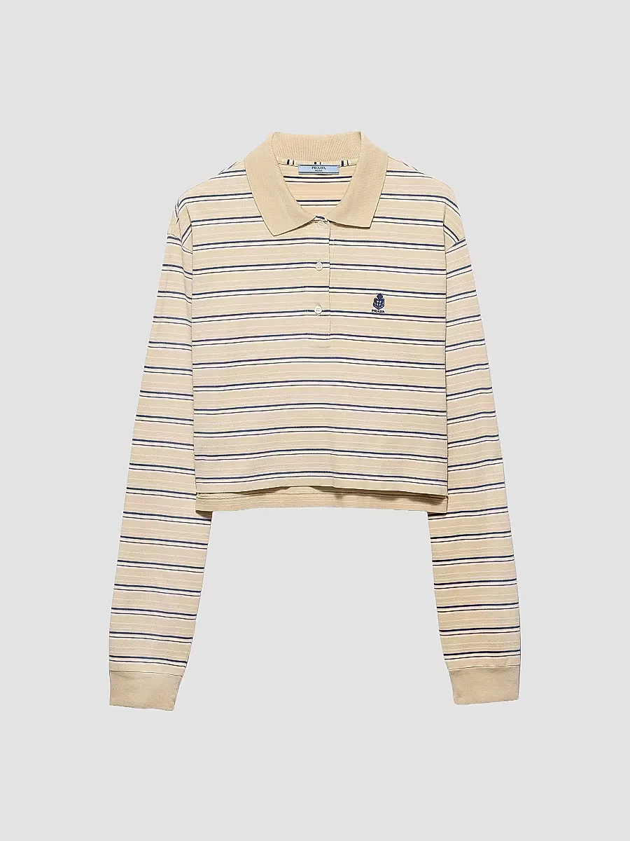Striped Piqu Polo Shirt by Prada