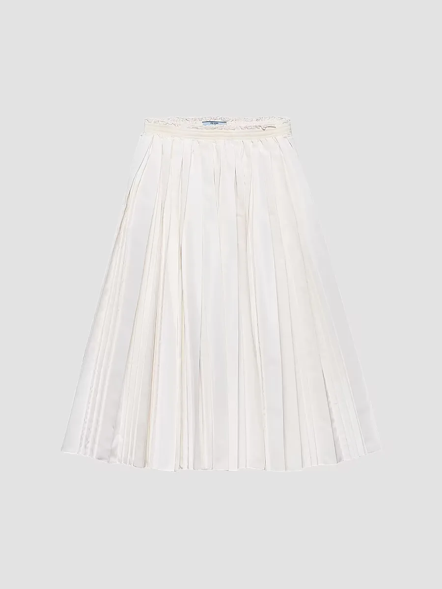 Silk Faille Pleated Skirt