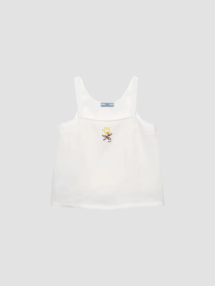 Embroidered Linen Top by Prada