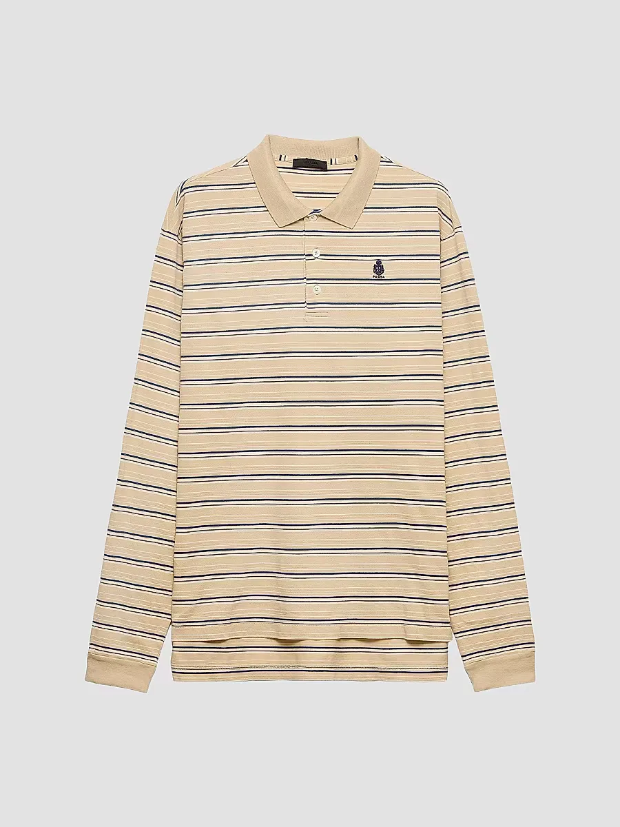 Striped Cotton Piqu Polo Shirt by Prada