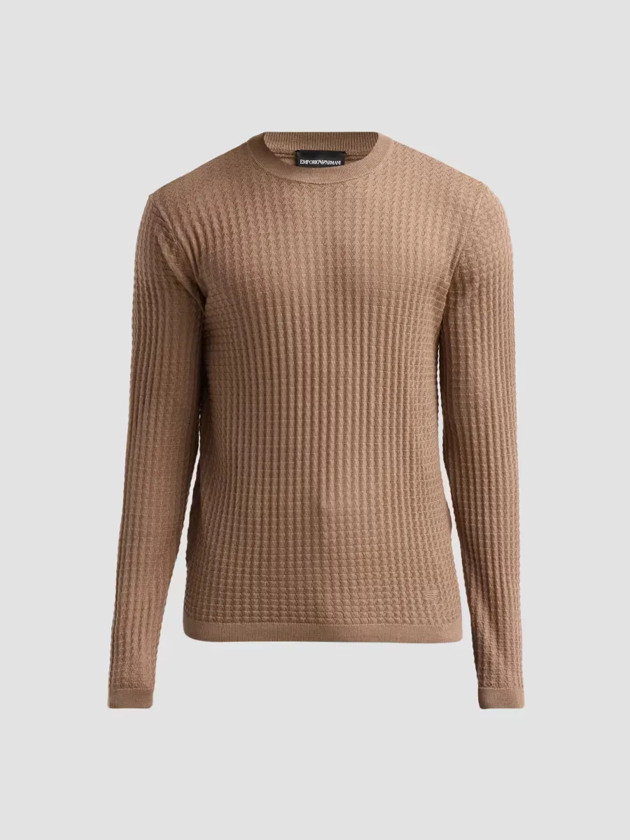 Emporio Armani Fancy Stitch Textured Triangle Sweater by Armani