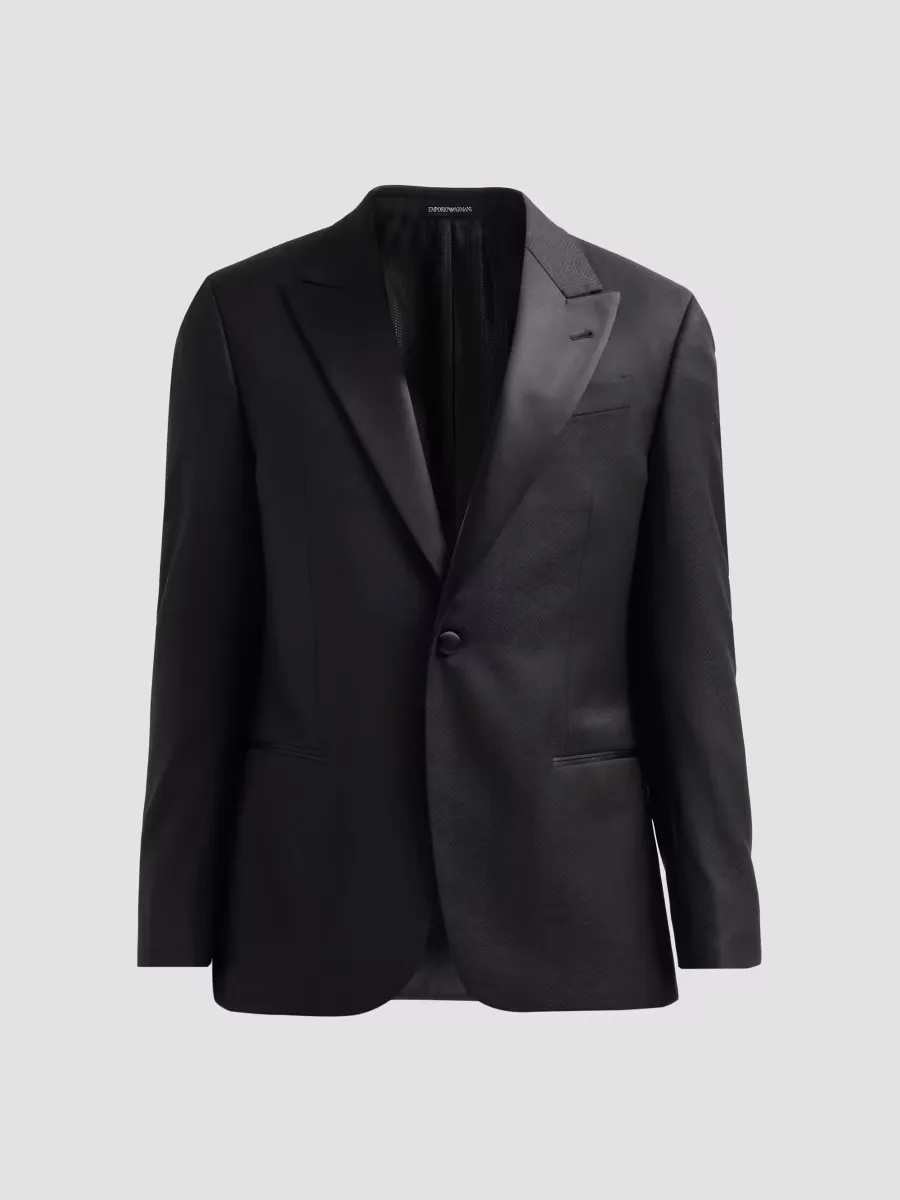 Emporio Armani Textured Chevron Wool Dinner Jacket by Armani