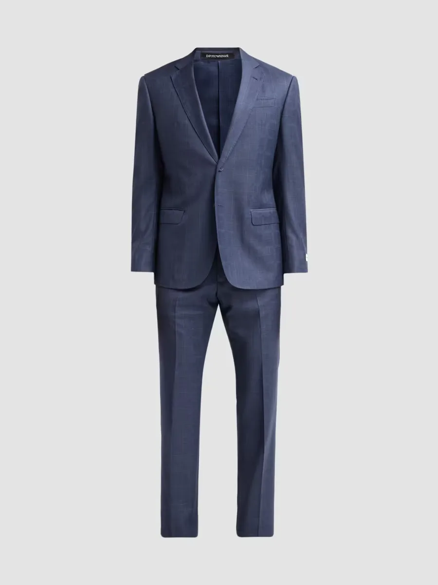 Emporio Armani Contrast Plaid Wool Single-Breasted Suit by Armani
