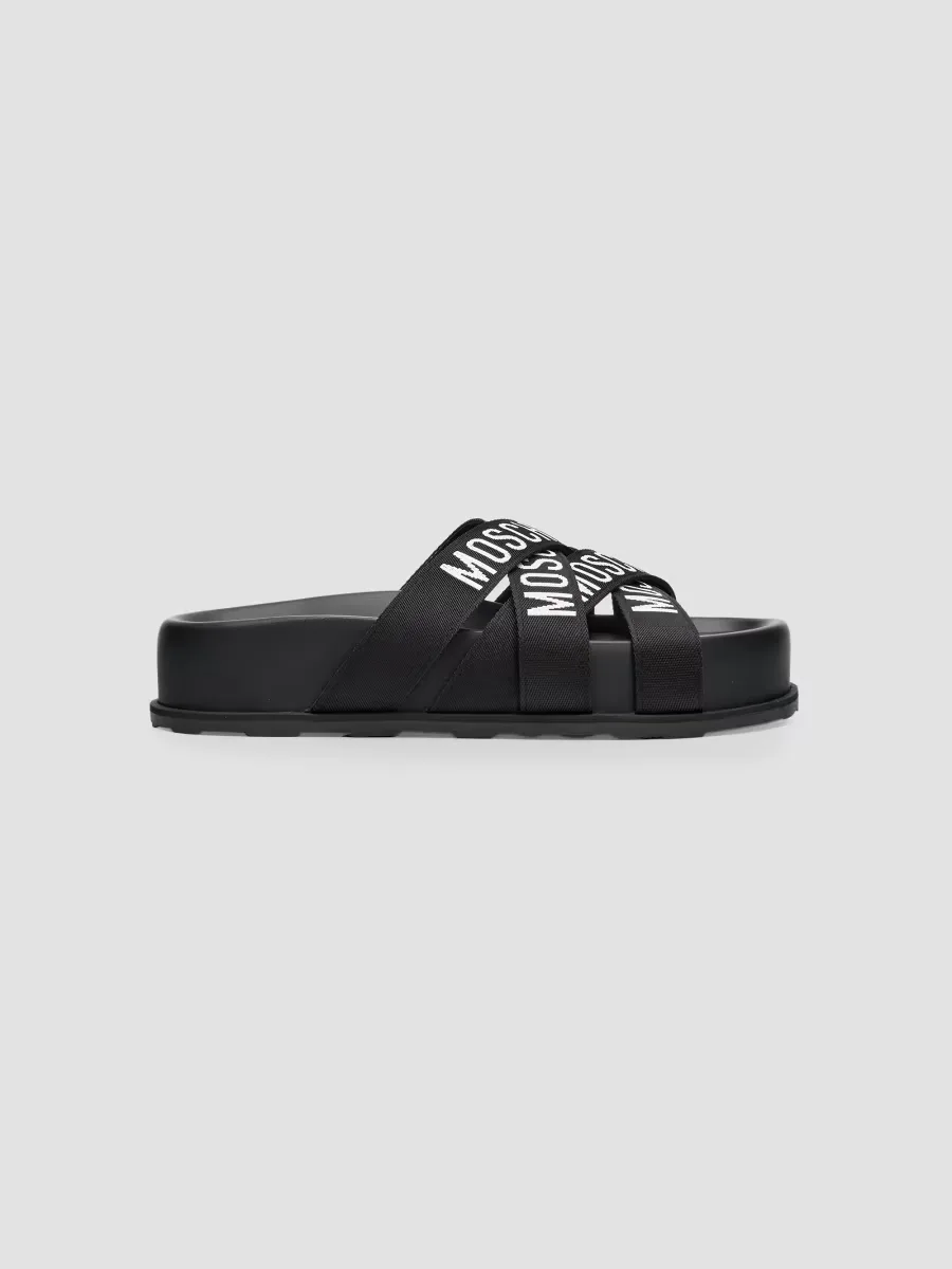 Sporty Logo Strap Sandals by Moschino