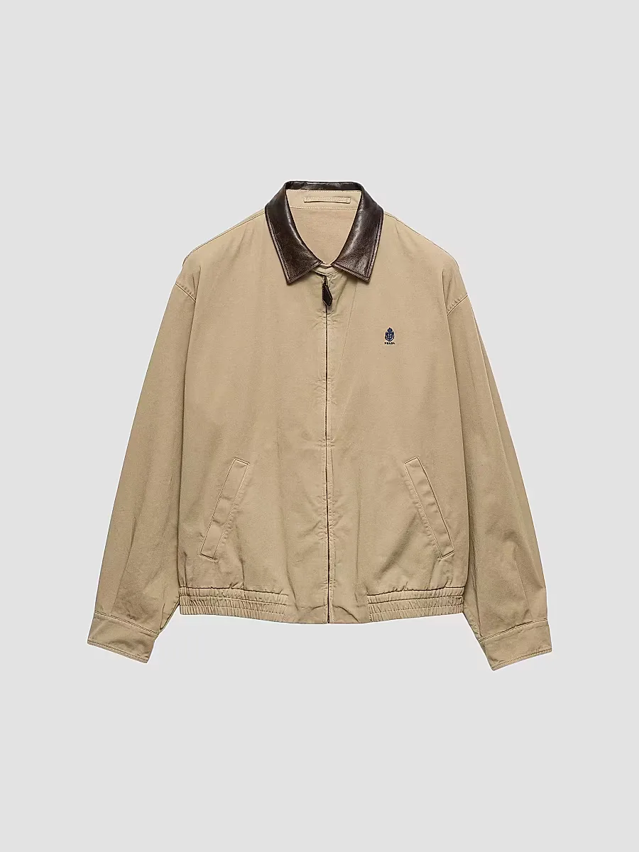 Cotton Jacket with Leather Details by Prada
