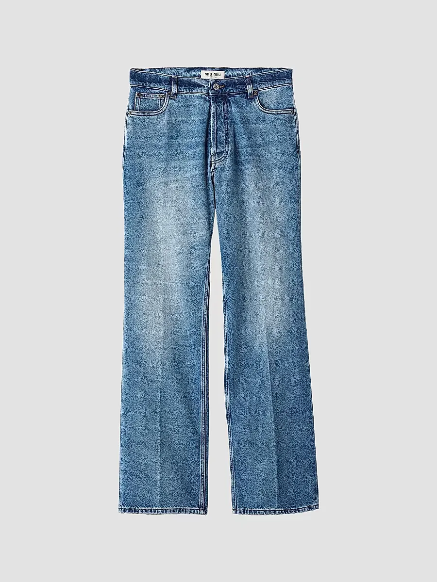 Washed Denim Jeans by Miu Miu