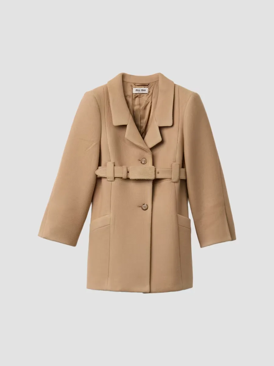Single-Breasted Double Wool Coat by Miu Miu